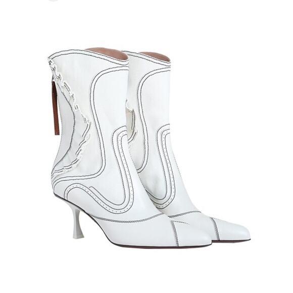 ZIMMERMANN Ivo Ruffle Patchwork Leather Canvas Ankle Boots Size 40 Made in Italy - Picture 12 of 12